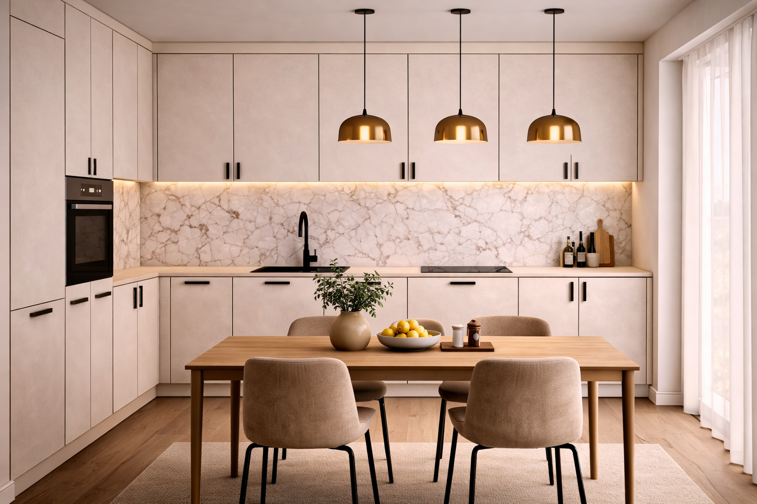 Projekt kuchni z jadalnią